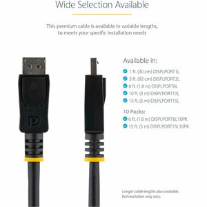 6FT CERTIFIED DISPLAYPORT 1.2 CABLE  DP TO DP 4KX2K