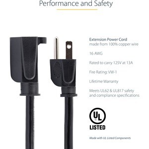 6FT POWER EXTENSION CORD NEMA 5-15R TO 5-15P COMPUTER POWER CORD