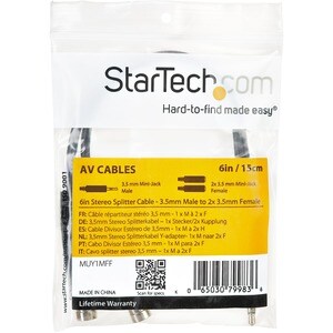 StarTech.com Câble répartiteur stéréo 15 cm - Mâle 3,5 mm vers femelle 2 x 3,5 mm - 2e bout: 2 x Mini-phone Stereo Audio -