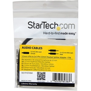 StarTech.com 3,5mm Audio Klinke Y Kabel - Headset Splitter - 1 x 3,5mm (Buchse) 2 x 3,5mm (Stecker) - Cable for Audiogerät