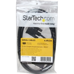 StarTech.com 2 m schwarzes Seriell Straight-Through DB9 RS232-Kabel - Stecker/Buchse - Verlängerungskabel - Abschirmung - 
