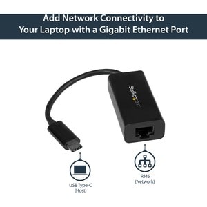 StarTech.com USB-C auf Gigabit Ethernet Adapter, Thunderbolt 3 kompatibel, Windows & Mac, RJ45 LAN Netzwerkkonverter, Schw