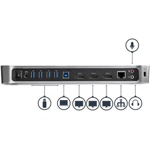 StarTech.com Station d'Accueil USB 3.0 à 3 Écrans avec 2x 4K DisplayPort, HDMI - Docking Station/Hub USB-A à 5 Ports (1x F