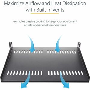 StarTech.com Étagère ventilée 1U pour armoire serveur - Profondeur de 250 mm - Étagère cantilever montable en rack - Acier