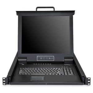 8 Port Rack KVM Konsole mit 1,8 m Kabeln, US Tastatur(QWERTY), Integrierter KVM Switch mit 17" LCD Monitor, 1HE, OSD, USB+