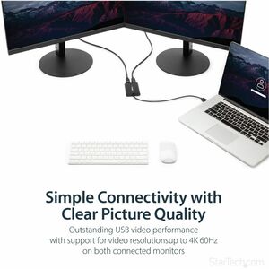 StarTech.com Adaptateur USB 3.0 vers double DisplayPort 4K 60 Hz - Carte graphique externe USB 3.0 vers 2 ports DP - 2 x 2