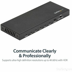 StarTech.com 4 Port HDMI Splitter - 4K 60Hz - 1x2 HDMI Verteiler - HDR - ST124HD202 - 4096 x 2160 - 5 m Maximale Betriebsr