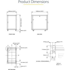 Armoire Rack 18U 19" pour Serveurs - 4 Poteaux, Profondeur Réglable (15,2-81,2cm) Verrouillable/Mobile avec Roulettes - 80