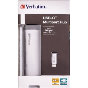 Verbatim USB-C Multiport-Hub 4-Port USB 3.2 Gen 1, USB 3.2 Gen 1 (3.1 Gen 1) Type-C, USB 3.2 Gen 1 (3.1 Gen 1) Type-A, 500