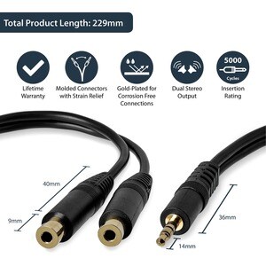 StarTech.com 15cm Stereo Splitter Kabel - 3,5mm Klinke Stecker auf 2x 3,5mm Buchse - Cable for Kopfhörer - Erster Anschlus