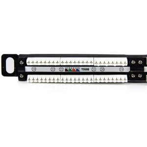 StarTech.com 24 Port 0,5 HE Cat5e Patch Panel - RJ45 Ethernet Rackmount Cat 5e 110 Patch Panel - 24 x RJ-45 - 24 x RJ-11 -