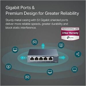 5PORT GIGABIT DESKTOP SWITCH STEEL DESIGN DESKTOP/WALL-MOUNTING