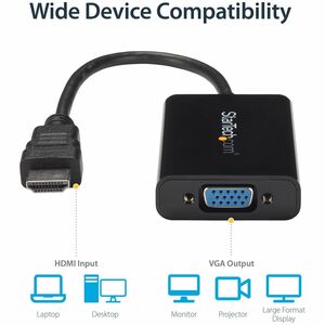 StarTech.com HDMI® auf VGA Video Konverter / Wandler mit Audio - HD zu VGA Adapter 1080p - Schwarz