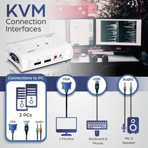 Boîtier de commutation KVM TRENDnet TK-209K - 2 Ordinateur(s) - QXGA, SVGA, VGA - 2048 x 1536 - 2 x USB