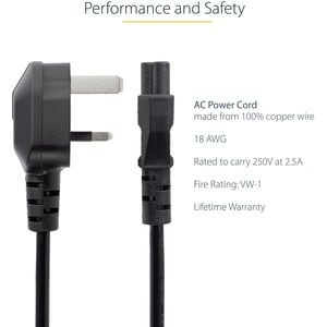 1 m GB Laptop Ladekabel, BS 1363 auf C5, 2,5A 250V, 18AWG, UK Laptop Netzteil Stromkabel, Kleeblatt/Mickey Mouse Netzkabel