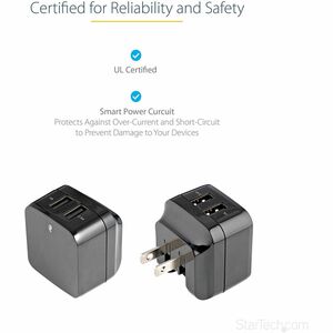 StarTech.com 2 Port USB Ladegerät / Netzteil - 2-fach Ladestecker 17 Watt / 3.4 Amp - Reiseladegerät - 5 V Gleichstrom - 3