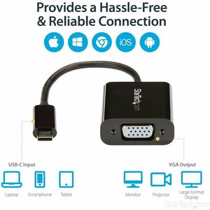 updated-StarTech.com Adaptateur vidéo USB-C vers VGA - M/F - 1920x1200 / 1080p - Noir - 1 x 24-pin USB 3.1 Type C - Male -