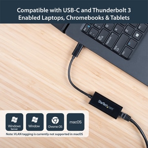 StarTech.com USB-C auf Gigabit Ethernet Adapter, Thunderbolt 3 kompatibel, Windows & Mac, RJ45 LAN Netzwerkkonverter, Schw