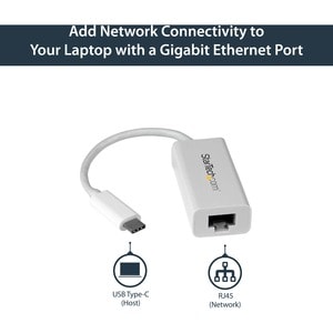 StarTech.com USB-C auf Gigabit Netzwerkadapter - USB 3.0 - Type-C Ethernet Adapter USB Powered - Weiß - USB 3.1 - Realtek 