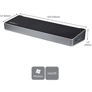 StarTech.com Station d'Accueil USB 3.0 à 3 Écrans avec 2x 4K DisplayPort, HDMI - Docking Station/Hub USB-A à 5 Ports (1x F