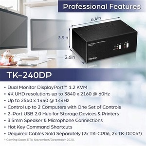 Trendnet TK-240DP, 3840 x 2160 Pixel, 4K Ultra HD, Schwarz