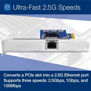 Trendnet TEG-25GECTX, Eingebaut, Kabelgebunden, PCI Express, Ethernet, 2500 Mbit/s, Blau, Silber