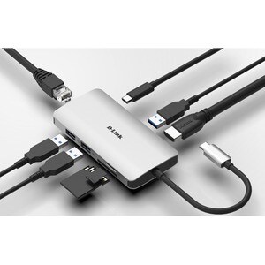 D-Link DUB-M810 USB-Typ C Docking Station für Notebook - 100 W - 3 x USB 3.0 - USB Typ C - Netzwerk (RJ-45) - HDMI - Kabel
