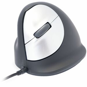 R-Go Tools Ergonomische Maus R-Go HE Break mit Pausensoftware, groß (Handlänge ≥ 185mm), für Linkshänder, verkabelt, schwa