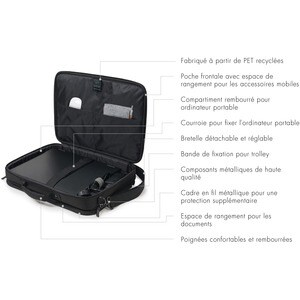 Dicota Eco Tasche für 35,6 cm (14 Zoll) bis 39,6 cm (15,6 Zoll) Notebook - Schwarz - 300D Polyethylene Terephthalate (PET)