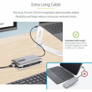 StarTech.com USB C Multiport Adapter, USB C auf 4K 60Hz HDMI 2.0 Dockingstation, 2-Port 10Gbit/s USB Hub, 100W PD, SD/Micr