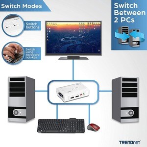 2PORT USB KVM SWITCH KIT WITH AUDIO 4FT KVM CABLES 2X