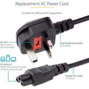 1 m GB Laptop Ladekabel, BS 1363 auf C5, 2,5A 250V, 18AWG, UK Laptop Netzteil Stromkabel, Kleeblatt/Mickey Mouse Netzkabel