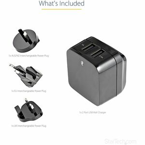 StarTech.com 2 Port USB Ladegerät / Netzteil - 2-fach Ladestecker 17 Watt / 3.4 Amp - Reiseladegerät - 5 V Gleichstrom - 3