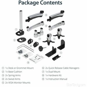 StarTech.com Support de bureau pour 2 écrans avec bras articulés - Multidirectionnel - Empilable - Installation sans outil
