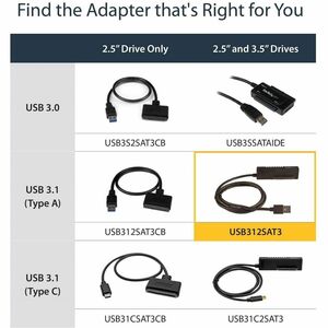 StarTech.com Câble adaptateur USB 3.1 (10 Gb/s) pour disques durs / SSD SATA III 6 Gb/s de 2,5" et 3,5" - Adaptateur USB 3