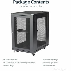 Armoire Rack 18U 19" pour Serveurs - 4 Poteaux, Profondeur Réglable 5-76,2cm, Mobile/Verrouillable/Ventilé, avec Roulettes