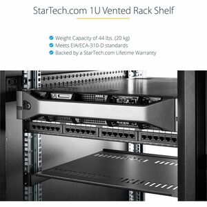 StarTech.com Étagère ventilée 1U pour armoire serveur - Profondeur de 250 mm - Étagère cantilever montable en rack - Acier