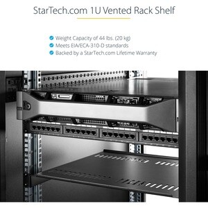 StarTech.com Étagère ventilée 1U pour rack serveur - Profondeur de 175 mm - 20,05 kg Capacité de Charge Statique