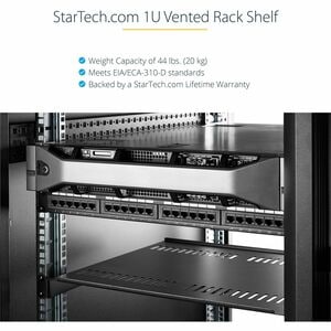 StarTech.com 1 HE Perforiertes Fachboden, Universal Rack Regal für 19" Racks, Passiv Belüftet, Schwerlast, bis 23 kg Tragk