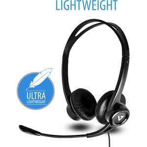 V7 Essential HU311-2EP Kabel Kopfbügel, Auf den Ohren Stereo Headset - Schwarz - Microsoft-Teams-Zertifizierung - Binaural