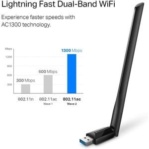 TP-Link T3U Plus Dualband Wi-Fi Adapter für Desktop-Computer/Notebook - IEEE 802.11ac - USB 3.0 - 1,27 Gbit/s - 2,40 GHz I