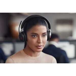 Jabra Evolve2 65 Link380 USB-C MS Stereo Headset inkl. Ladestation - Schwarz - Kabellos - Ohraufliegend - Bluetooth