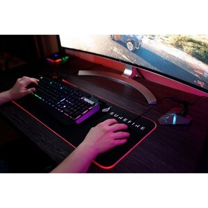 SUREFIRE Silent Flight RGB-680 Gaming-Mauspad - 3 mm x 680 mm x 280 mm Abmessung - Polyester, Naturkautschuk - Rutschfest,