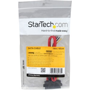 StarTech.com Câble Adaptateur SAS SFF 8482 vers SATA avec Alimentation LP4 - 46 cm - 2e bout: 1 x LP4 Power - Male, 1 x 29