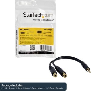 StarTech.com 15cm Stereo Splitter Kabel - 3,5mm Klinke Stecker auf 2x 3,5mm Buchse - Cable for Kopfhörer - Erster Anschlus