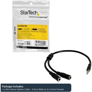 StarTech.com Schlankes Stereo-Splitter-Kabel - 3,5-mm-Stecker auf 2x 3,5-mm-Buchse - Cable for Audiogerät, Kopfhörer, Laut