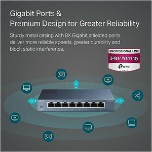 8PORT GIGABIT DESKTOP SWITCH STEEL DESIGN DESKTOP/WALL-MOUNTING