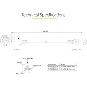 1 m GB Laptop Ladekabel, BS 1363 auf C5, 2,5A 250V, 18AWG, UK Laptop Netzteil Stromkabel, Kleeblatt/Mickey Mouse Netzkabel