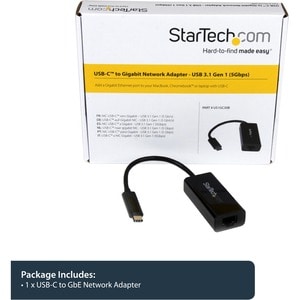 StarTech.com USB-C auf Gigabit Ethernet Adapter, Thunderbolt 3 kompatibel, Windows & Mac, RJ45 LAN Netzwerkkonverter, Schw