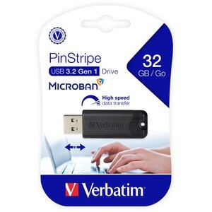 VERBATIM USB3.0 STORE N GO 32GB 32GB PINSTRIPE BLACK P-BLIST